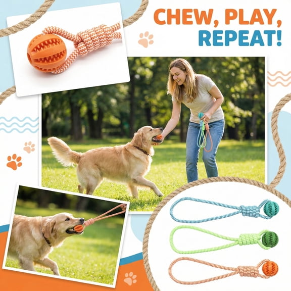 2026 Training Chewing Ball and Rope for Small and Medume Size Dogs,Blue