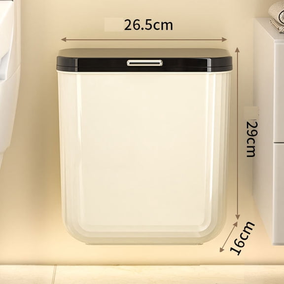 2026 Trash Can with Lid, Flip-Top Wall-Mounted Garbage Can, Slim Waste Basket & Compost Bin for Bathroom, Kitchen, Bedroom, Living Room, Office, Laundry