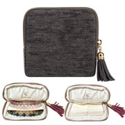 2026 Travel Jewelry Case Portable Travel Jewelry Jewelry Pouch for Journey Rings Crystal Bracelet & Bangle Organizer with Tassel Zipper, Mothers Day Gifts for Women, Dark Gray VT01