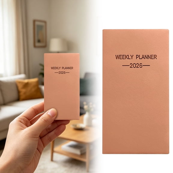 2026 Travel Notebook A6 Monthly Planner, Ultra-Thin Hardcover 6.8X3.8 Inch, Ideal for Students, Work and Home, Storage Pocket, Pu Leather Hardcover Pink