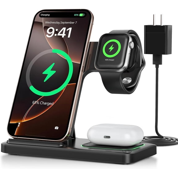 2026 Traveling Portable Wireless Fast Charger for Apple & Android Charging Station,3 in 1 Charging for iPhone 17 16 15 14 13 12 11,Apple Watch & Air pods 4 3 2 Pro,Samsung Galaxy-Gifts for Family