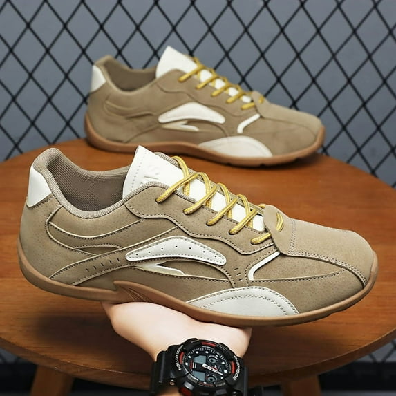 Men's Retro Casual Sneakers, Breathable Lace-Up Walking Shoes, Non-Slip Fashion Athletic Shoes for Daily Wear, Driving, Commuting