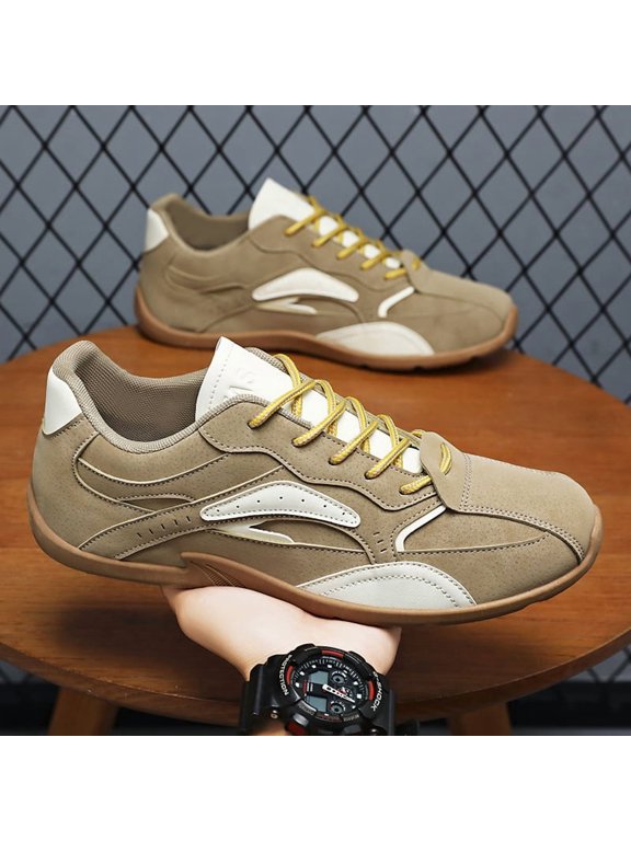 Men's Retro Casual Sneakers, Breathable Lace-Up Walking Shoes, Non-Slip Fashion Athletic Shoes for Daily Wear, Driving, Commuting