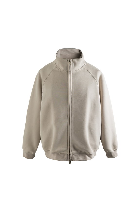 2026 Trend Mens Zip Up Cropped Crewneck Collar Sweatshirt Spring Fall Casual Sweatshirt