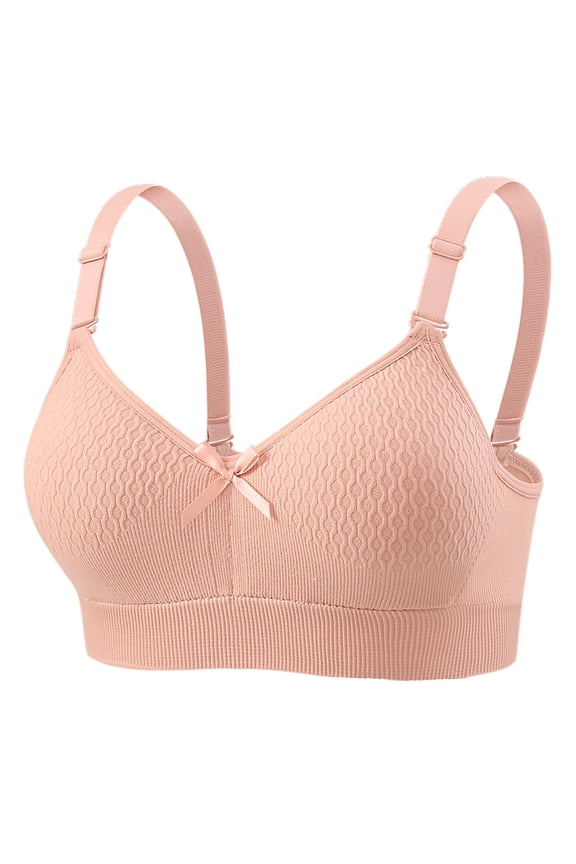 2026 Trendy Cute Bow Wireless Bralette, Honeycomb Texture Breathable Comfort Padded Bra for Teen & Women Daily Loungewear Watermelon Red 36