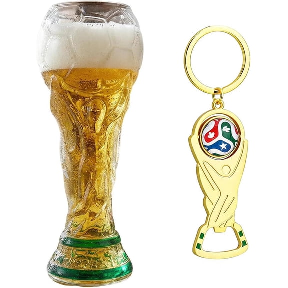 2026 Trophy Beer Glass, Premium Soccer Themed Beer Glasses for Men, Novelty Trophy Shape for Game Day Parties