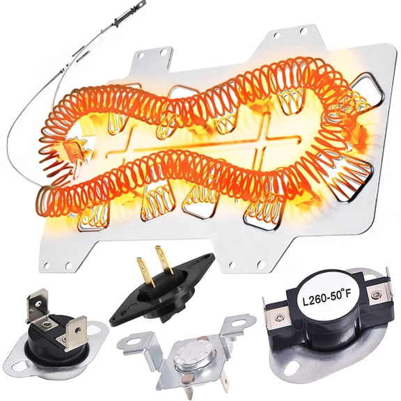 2026 UPGRADE Dryer Heating Element for Samsung dv42h5000ew/a3 dv45h7000ew/a2 dv48h7400ew/a2 DC47-00019A Dryer Heating Element DC47-00018A Thermostat DC47-00016A DC32-00007A DC96-00887A Thermal fuse