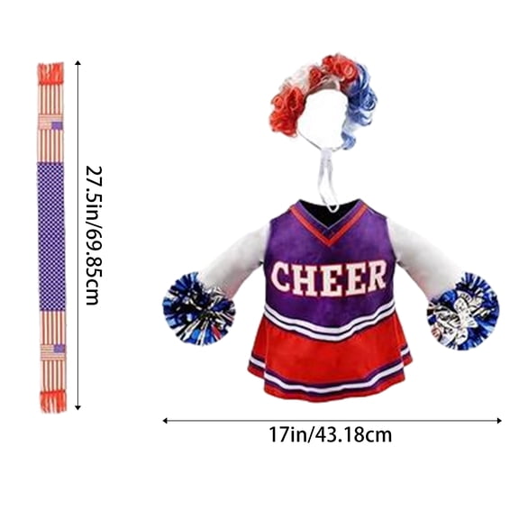 2026 USA Cheerleader Porch Goose Outfit for 23 Inch Plastic & Cement Goose Statue - Patriotic Game Day Clothes & Costume Decor for Sports Season Garden Patio Lawn Yard Outdoor