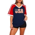 thumbnail image 1 of 2026 USA Soccer Jersey for Women, V-Neck Short Sleeve Game Day USA Soccer Shirt, American Soccer Fan Jersey for Game Day Party Casual Summer Outfit (Blue, L), 1 of 6