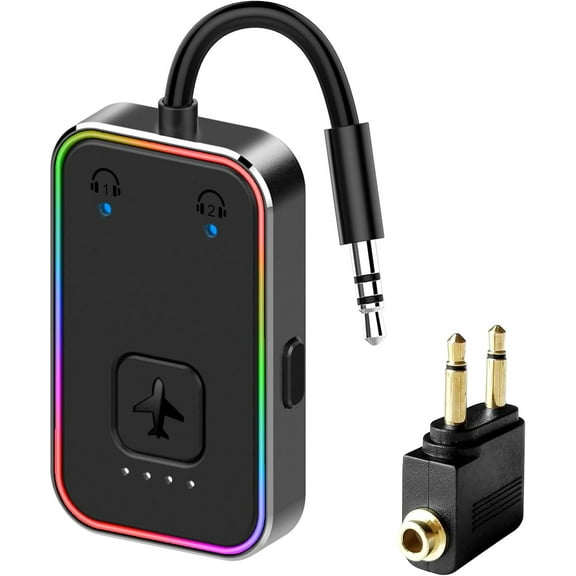 2026 Ultra Airplane Bluetooth 5.4 Transmitter for All Headphones, aptX LL, Supports 2 Headphones/AirPods, Wireless Audio Adapter for in-Flight, TV, Gym, TabletsMetal Frame