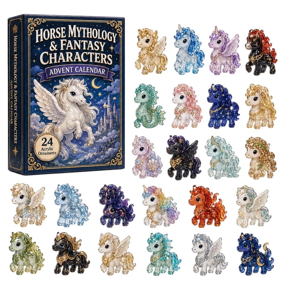 2026 Unicorn Rainbow Advent Calendar, 24‑Day Magical Countdown Calendar with 24Pcs Acrylic Rainbow Unicorn Hanging Ornaments, Fantasy Collectible Gift Set for Fantasy Lovers