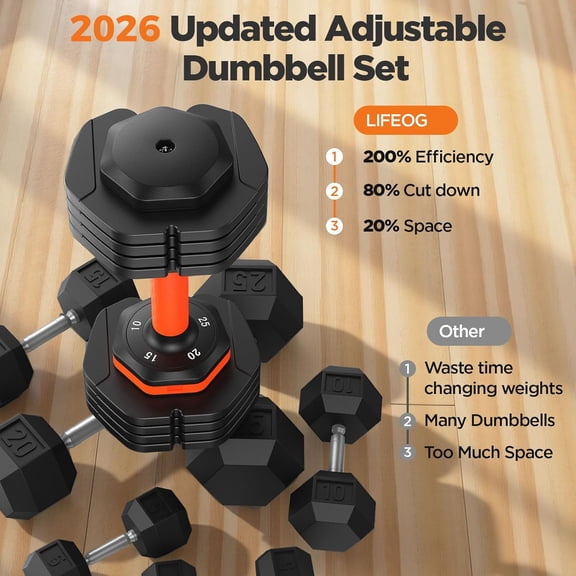 2026 Updated Adjustable Dumbbell Set of 2, 110lbs/50lbs Weights with Storage Box