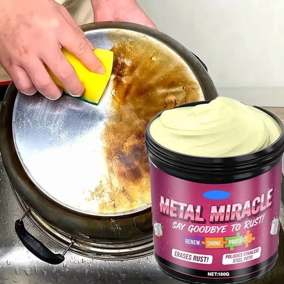 2026 Updated Metal Rust Stain Remover Paste, Multi-Purpose Metal Polish Cream for Stainless Steel Pans Cookware & Stove Tops, 3-in-1 Cleaner & Protector