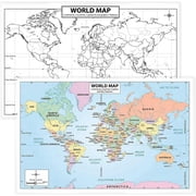 2026 Updated World Map Poster   11x17 Laminated Dry Erase Study Map | Double-Sided Classroom Learning Tool with Color Geography Map Front & Blank Outline Back | Reusable Homeschool Practice
