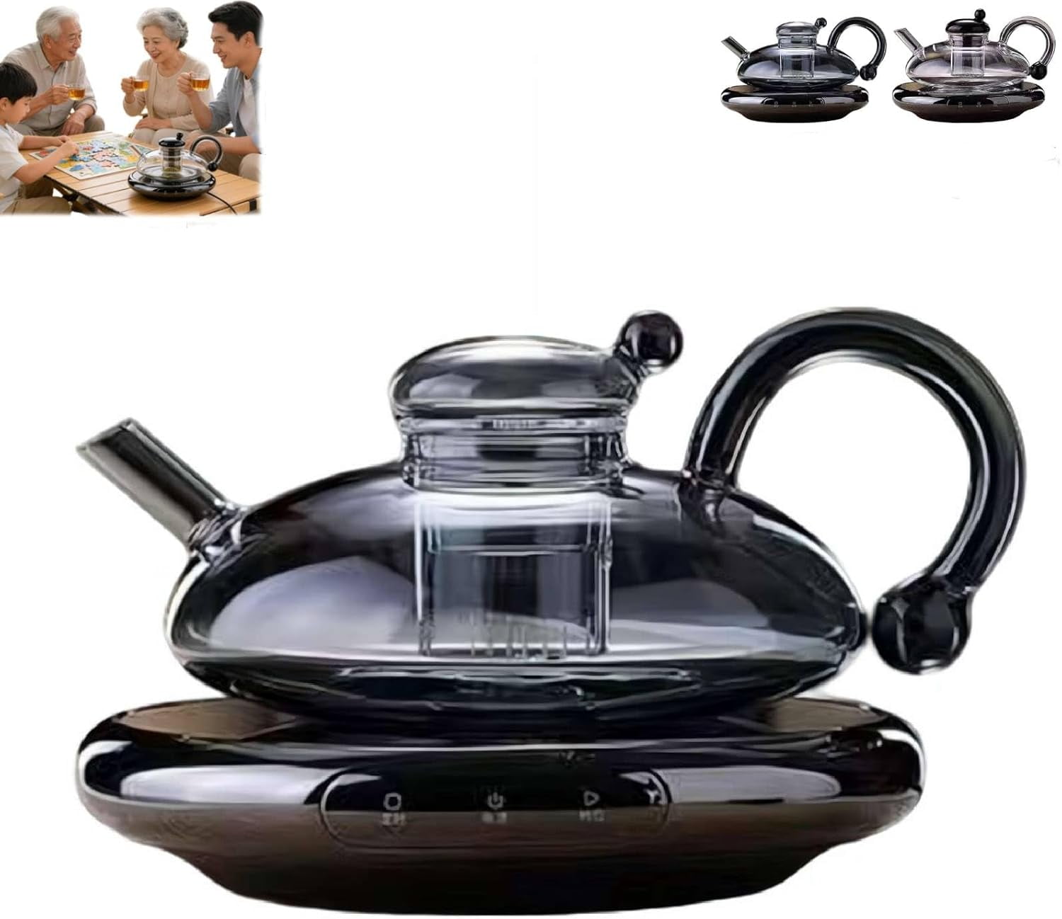 2026 Upgrade-24OZ Luxury Glass Teapot with Warmer,Automatic Electric ...