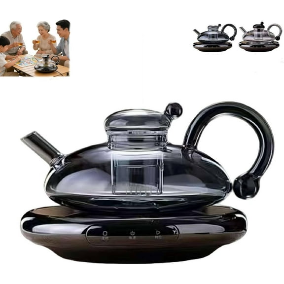 2026 Upgrade-24OZ Luxury Glass Teapot with Warmer,Automatic Electric Kettle with Tea Infuser,Teapot and Cup Set with Warmer,Removable Heatable Glass T-eapot with InfusersXX