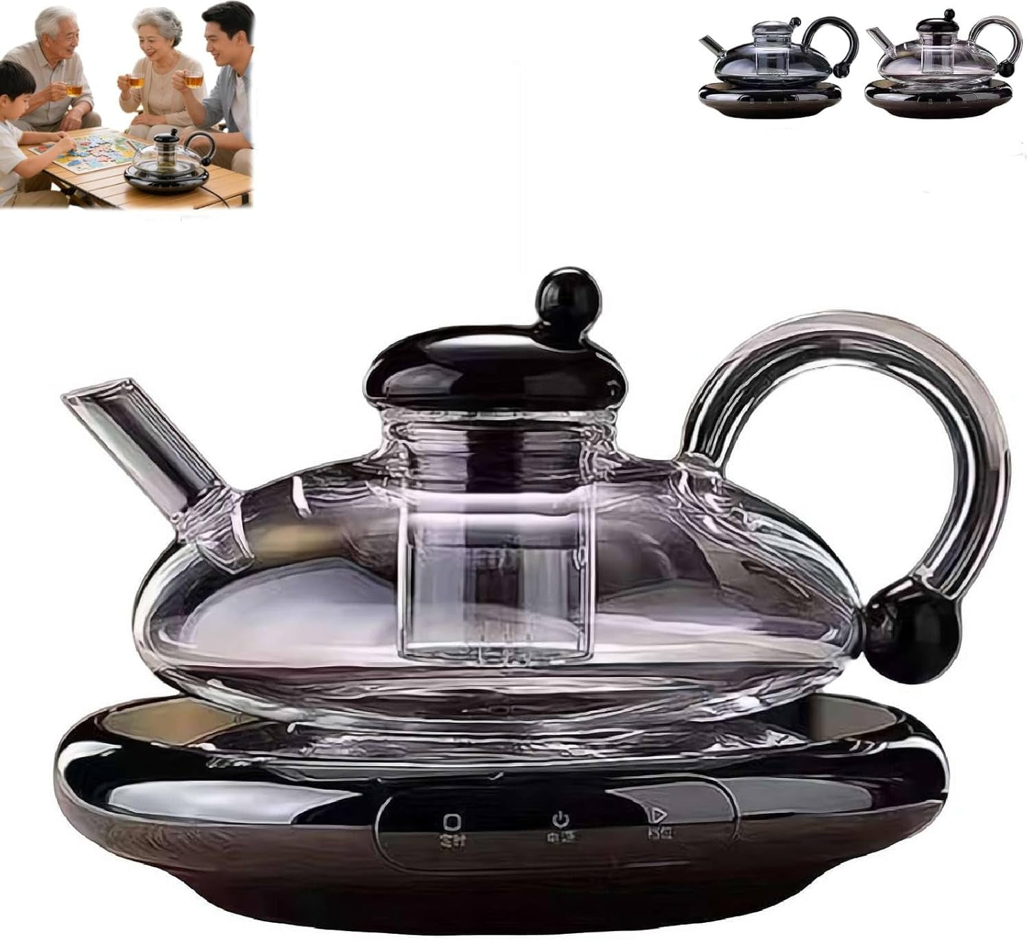 2026 Upgrade-24OZ Luxury Glass Teapot with Warmer,Automatic Electric ...
