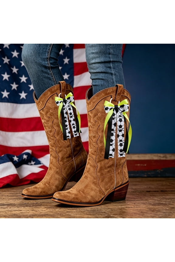 2026 Upgrade 2Pcs Cowboy Boot Bow Tassel Accessory, Lace Pearl Boot Decor Clip for Cowgirl Outfit, Western Decor for Rodeo Barn Wedding Music Festival, 5.90x3.10in Black