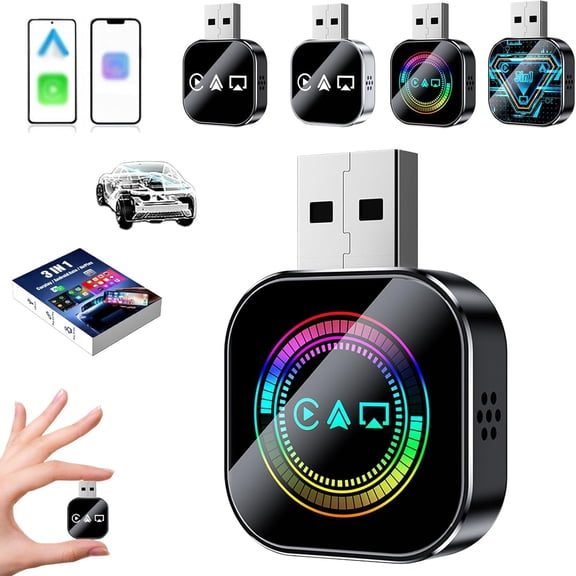 2026 Upgrade 3 in 1 Screen Mirror for iOS Android Phone,Wired to Wireless Screen Mirroring Carplay Adapter for Car,Mirror Link Auto Adapter with 2.4/5Ghz WiFi & Bluetooth 5.0,Instant Wired