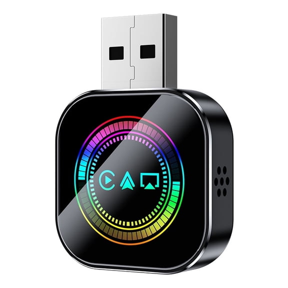 2026 Upgrade 3 in 1 Wired wireless converter, Mini Carplay Screen Mirroring Adapter for iPhone,Mirror Phone to Car Screen Adaptor (Black round colorful metal)Z