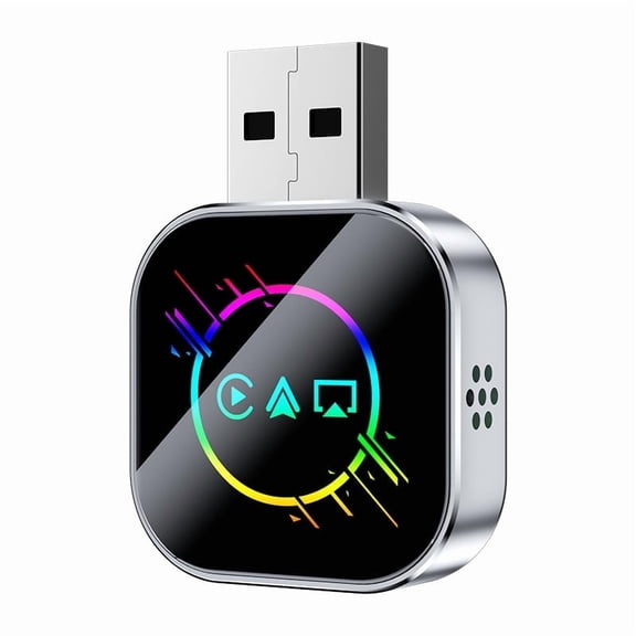 2026 Upgrade 3 in 1 Wired wireless converter, Mini Carplay Screen Mirroring Adapter for iPhone,Mirror Phone to Car Screen Adaptor (Silver meteor colorful metal)Z