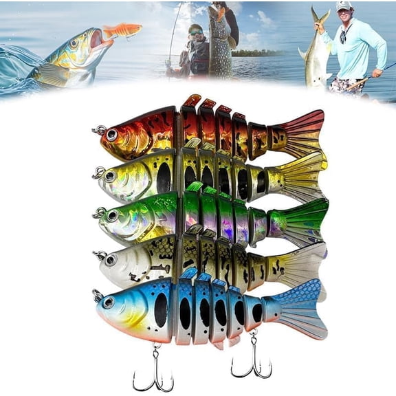 2026 Upgrade 3D Swimming Robotic Fishing Lure for Freshwater & Saltwater, Self-Propelling Bait with Treble Hooks, Durable ABS Fishing Gear for Bass Trout Walleye, Easy-to-Use Fishing Lures (5 Pcs-C)