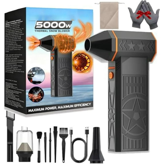 2026 Upgrade 5000w Thermal Snow Blower, Mini Turbo Snow Blower, Portable Hot Air Blower, with Efficient Turbine Tech, for Snow & Dust Removal Drying Cleaning (Full*1set)