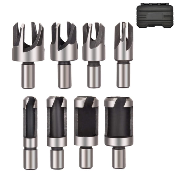 2026 Upgrade 8pcs Wood Plug Cutters Drill Bit Set Straight and Tapered Taper Cutting Tool Cork Drill Bit Knife 6mm 10mm 13mm 16mm