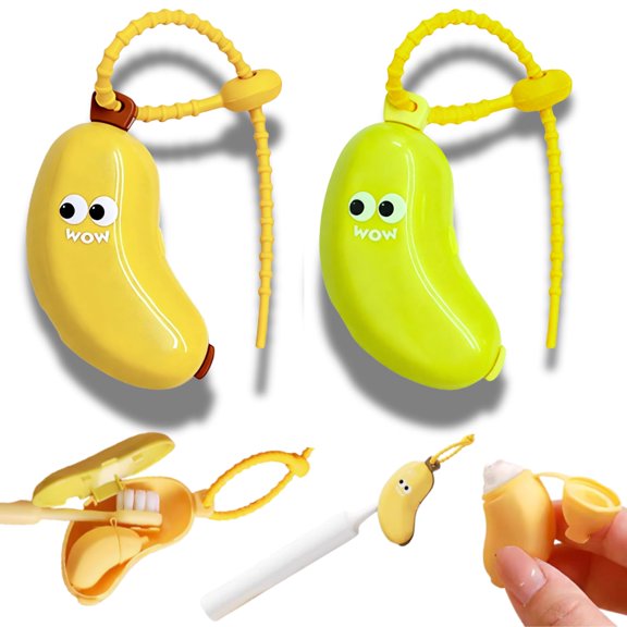 2026 Upgrade Banana Toothbrush Travel Case, Portable Travel Toothbrush Holder with Toothpaste Container, Toothbrush Covers for Electric Toothbrushes