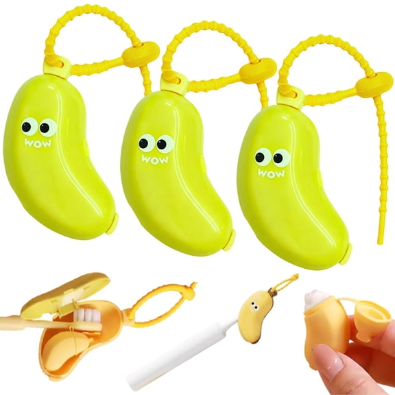 2026 Upgrade Banana Toothbrush Travel Case, Portable Travel Toothbrush Holder with Toothpaste Container, Toothbrush Covers for Electric Toothbrushes