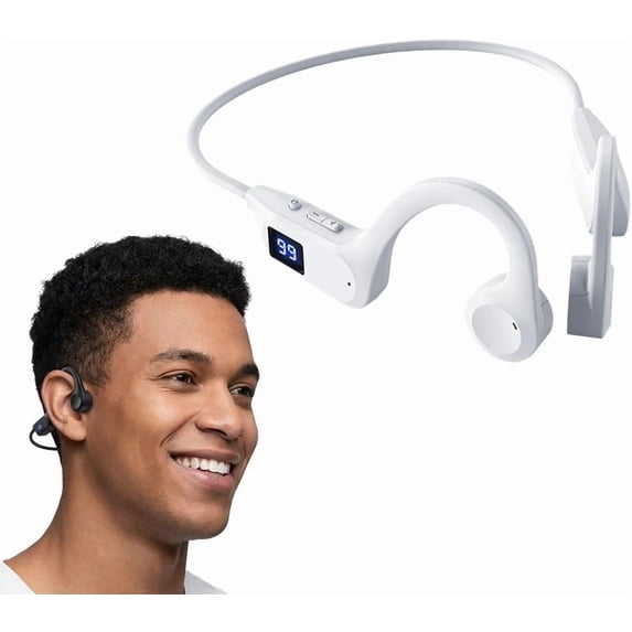 2026 Upgrade Bone Conduction Headphones, Open-Ear Wireless Earbuds with 8Hrs Playtime, 180mAh Battery, Pain-Free Fit, Waterproof for Running, Gym & Outdoor