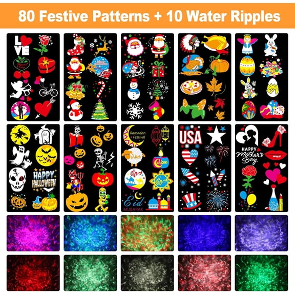 2026 Upgrade Brighter Easter Projector Lights Outdoor,8 Patterns Holiday Projectors 10HD Slides (Ocean Wave & Patterns), Weatherproof Easter Decorations for Light Show