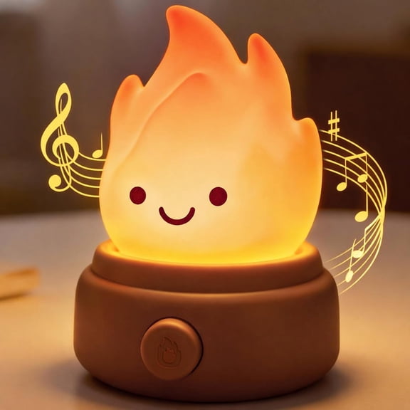 2026 Upgrade Campfire Night Light, Portable Flame Lamp with 6 White Noise, Flameless Candles Lamps for Indoor Outdoor, Rechargeable Silicone Ambiance Light for Kids Anime Fans Camping Nursery Decor