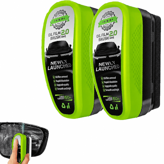2026 Upgrade Clear Vision Windshield Cleaner, Clear Vision Glass Cleaner, Reusable Oil Film Cleaning Brush for Car Windows, Crystal-Clear View in Any Weather, Prevents Rain and Fog
