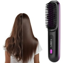 2026 Upgrade Cordless Hair Straightener Brush, Portable Mini Fast Heating Comb with LCD Display, 3 Temp Settings, USB Rechargeable Wireless Hair Straightening Styling Tool for Travel Women