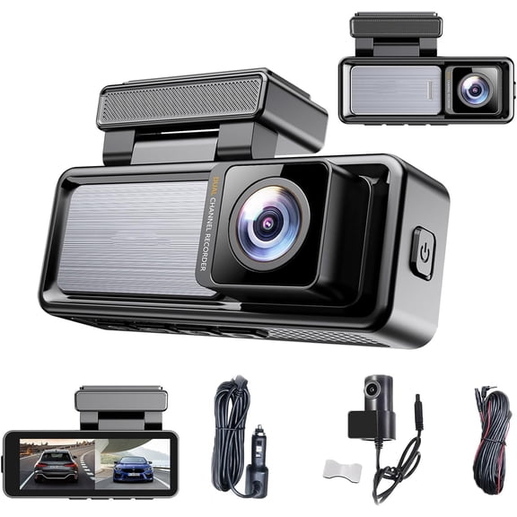 2026 Upgrade Dash cam Pro 4k with 64GB Card, Front and Rear Dash Cam Pro, Dashcam WiFi/App Control Car Camera DashCam with Reversing Camera, Loop Recording, Parking Monitoring (1SET)