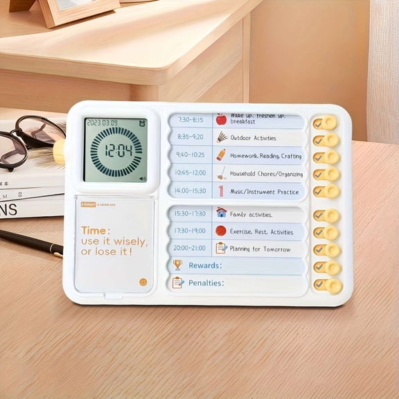 2026 Upgrade Digital Visual Timer Daily Planning Board ADHD Autism Assist Task Checklist Rechargeable White Timers