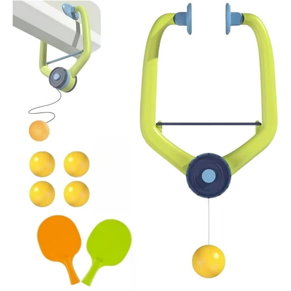 2026 Upgrade Door Ping Pong Game Over The Door, Adjustable Doorway Game Pingpong Trainer, Hanging Table Tennis Trainer Set, Door Frame Ping Pong with 2 Paddles and 4 Ball