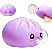 2026 Upgrade Dumpling Bubble Squeeze Stress Relief,New Dumpling Squishy Blow Bubbles, Anxiety Relief Fidget (Purple)