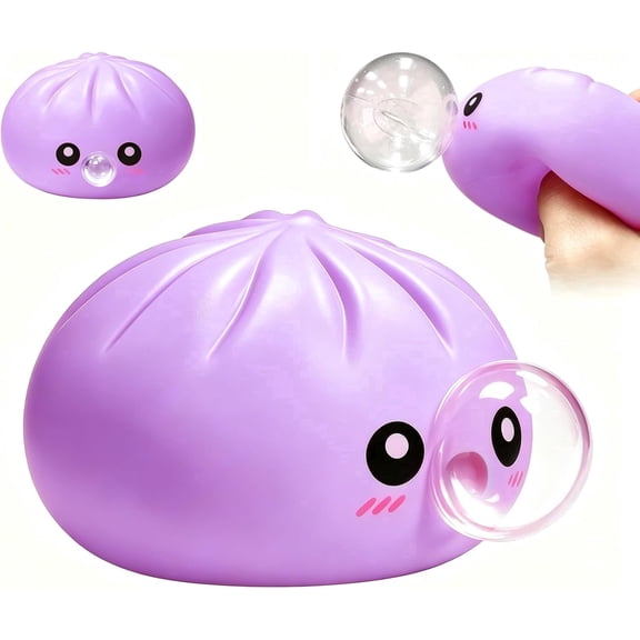 2026 Upgrade Dumpling Bubble Squeeze Stress Relief,New Dumpling Squishy Blow Bubbles, Anxiety Relief Fidget (Purple)