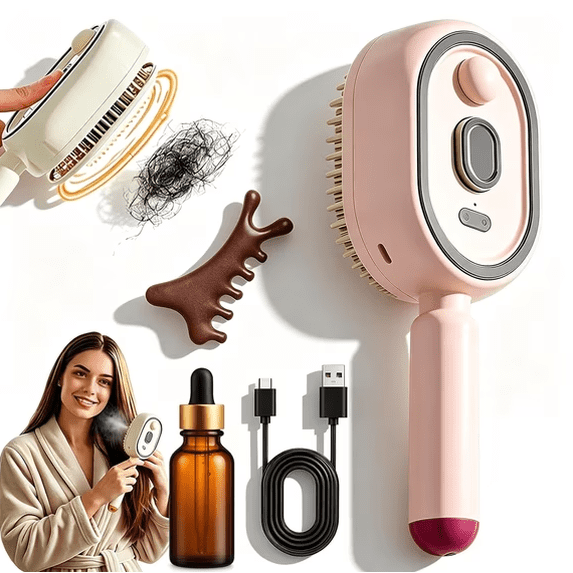 2026 Upgrade Electric Steam Brush - Detangling Steam Brush for Long/Short Hair, 2-in-1 Misting Hairbrush with Water Spray, Rechargeable Steam Hair Straightener, Nourishes Hairs