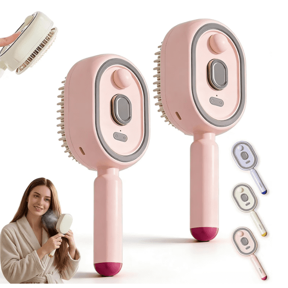 2026 Upgrade Electric Steam Brush - Detangling Steam Brush for Long/Short Hair, 2-in-1 Misting Hairbrush with Water Spray, Rechargeable Steam Hair Straightener, Nourishes Hairs,Anti Frizz Tool