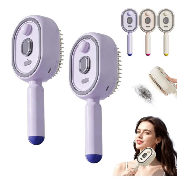 2026 Upgrade Electric Steam Brush - Detangling Steam Brush for Long or Short Hair, 2-in-1 Misting Hairbrush with Water Spray, Rechargeable Steam Hair Straightener, Nourishes Hairs