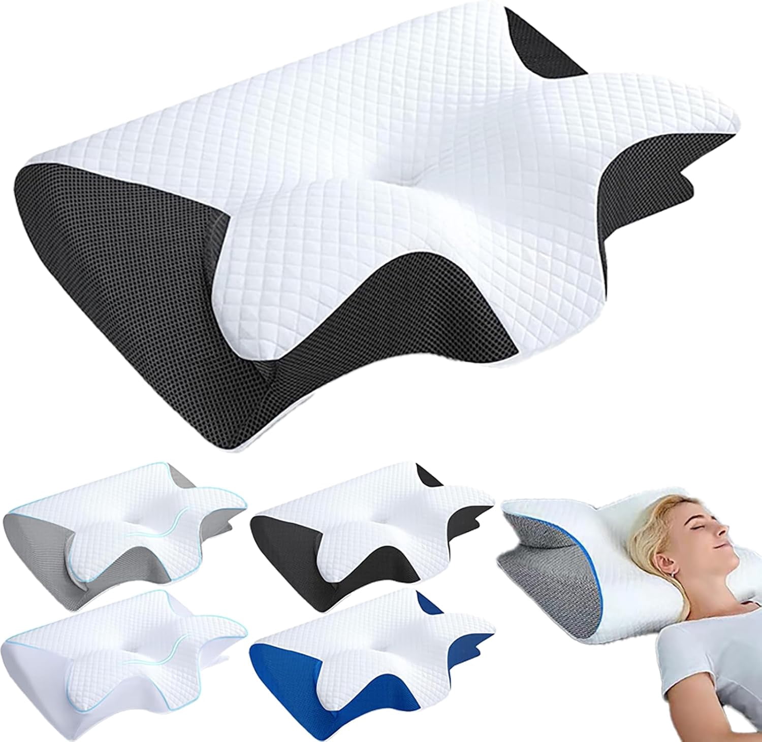 2026 Upgrade Ergonomic Memory Foam Cervical Necks Pillows, Neck Pillow, Neck Hospitality Pillow, with Cooling Cover for Side/Back&Stomach Sleeper