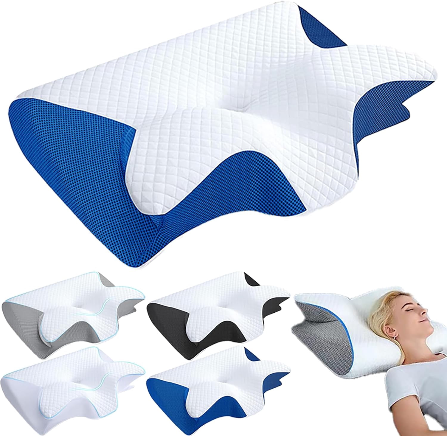 2026 Upgrade Ergonomic Memory Foam Cervical Necks Pillows, Neck Pillow, Neck Hospitality Pillow, with Cooling Cover for Side/Back&Stomach Sleeper