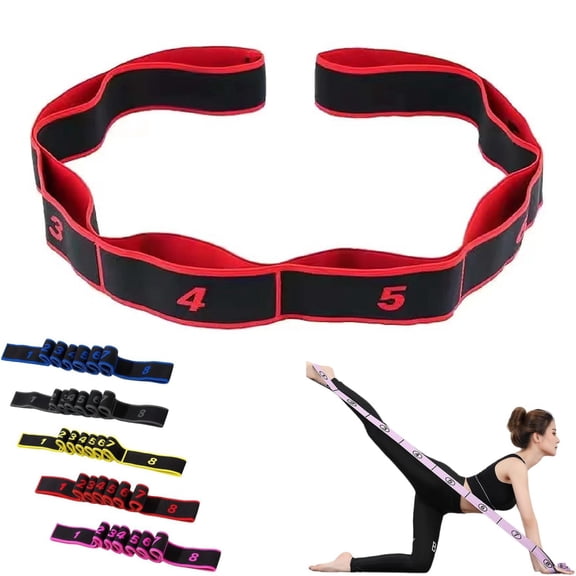 2026 Upgrade Fitness Resistance Band for Stretching and Yoga, Elastic Yoga Stretching Strap with Loops Handle, Adjustable Leg Stretcher Bands for Full Body Stretching Shaping (Red)