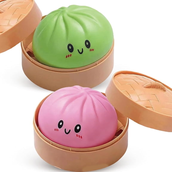 2026 Upgrade Glitter Dumpling - Dumpling Squishy Glitter, Dumplings Stress Ball for Playing, Party, Alone (Pink+Green)