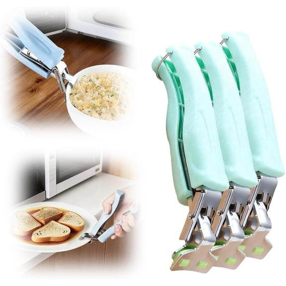 2026 Upgrade Hot Plate Gripper | Non-Slip Silicone, Secure Grip Tool for Hot Bowls, Plates, Pans from Microwave & Oven, Essential Kitchen Utensil(RL Green 3 PCS)
