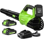 2026 Upgrade Leaf Blower, Leaf Blower Cordless with 2*2.6AH Batteries and Fast Charger, 450CFM &150MPH and 2 Speed Mode, Lightweight Electric Leaf Blowers for L
