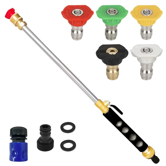 2026 Upgrade Leak-Free jet nozzle high pressure hose nozzle,Suitable for garden hoses high pressure power washer wand with 5 High Pressure hydro nozzles and Quick Connectors
